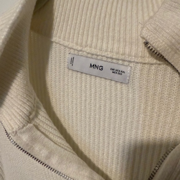 Mango Striped Sweater with zip - White/Green XXL - Picture 4 of 8